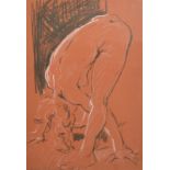 Alison Milner-Gulland (b.1940) A nude lady bending, chalk and crayon, signed in pencil, 16.5" x