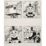 Tim Marwood (1954-2008) British, 'Thomas' No 39 'Ding Dong Cranky', 3, pen drawings, A group of 4