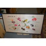 A quantity of oriental paintings, prints and embroideries.