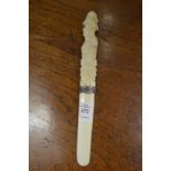 An early 20th century carved ivory paper knife.