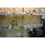 A quantity of cut glass drinking glasses, vases etc.