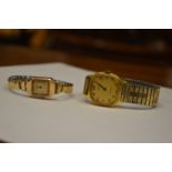 A ladies' 9ct gold cased wristwatch and another watch.