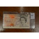 A misprinted £10 note.