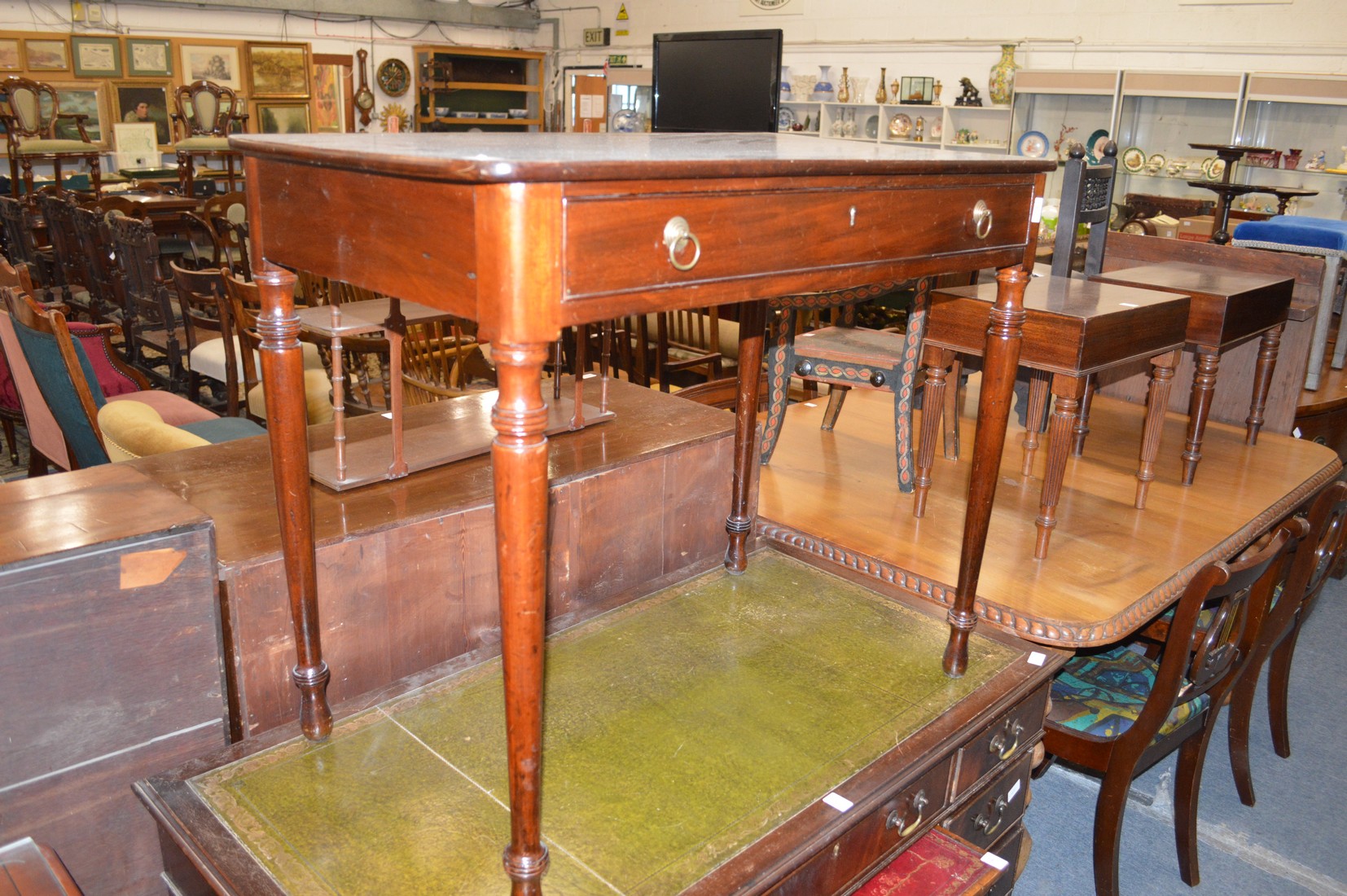 A 19th century mahogany single drawer side table.