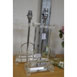 A pair of Art Deco style glass table lamps.