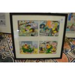 Bill Mevin "The Herbs" original colour illustrations, a set of four, framed as one.