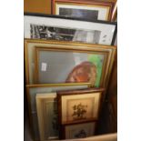 A quantity of paintings and prints.