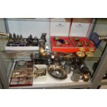 A large quantity of plated wares to include cruets, ice bucket etc.