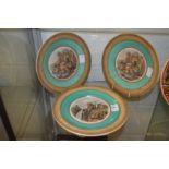 A Pratt ware comport and a pair of similar plates.