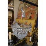 A cut glass bag chandelier.