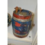 A continental painted wooden barrel, possible regimental.
