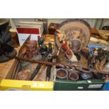 A good collection of African and other carved figures etc.