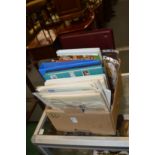 A box containing numerous albums and loose leaves of World stamps etc.