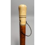 A GEORGIAN IVORY HANDLED WALKING STICK. 36ins long.