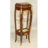 A LOUIS XVI STYLE VITRINE with marble top, glass door and sides, with ormolu mounts. 3ft 9ins high x