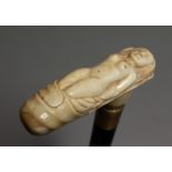 A WALKING STICK with bone handle, NUDE. 33ins long.