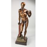 FRANZ VON STUCK A BRONZE FIGURE OF A FLAYED MAN, Possibly Saint Bartholomew. Signed, No. 7/20, on