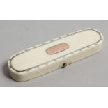 A GEORGIAN IVORY AND GOLD TOOTHPICK CASE, the inside with a mirror. 3.25ins long.