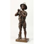 ADOLPHE JEAN LAVERGNE (ACTIVE 1863-1928) A BRONZE BOY with a fishing rod "PECHEUR". Signed. 15.