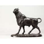 ANTOINE-LOUIS BARYE (1796-1875) FRENCH A CAST BRONZE MODEL OF A BULL, standing on a naturalistic