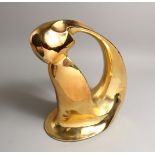 A LARGE GILDED BRONZE ABSTRACT FIGURE. 16ins high.