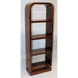 A DECO OPEN BOOKCASE. 5ft 8ins x 2ft.