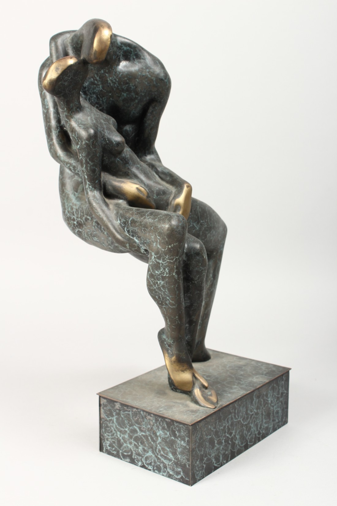 AN ABSTRACT BRONZE OF LOVERS. 17ins high. - Image 2 of 3