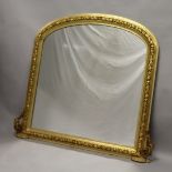 A GOOD GILTWOOD OVERMANTLE MIRROR with domed top. 4ft x 3ft 9ins wide.