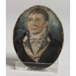 19TH CENTURY ENGLISH SCHOOL Head and shoulders of a man. Unframed. 2.25ins x 1.75ins.