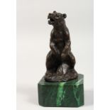 L. CARVIN A BRONZE BEAR on a marble stand. 5.5ins high.