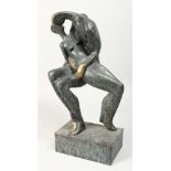 AN ABSTRACT BRONZE OF LOVERS. 17ins high.
