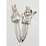 TWO SILVER BEATRIX POTTER BOOKMARKS.