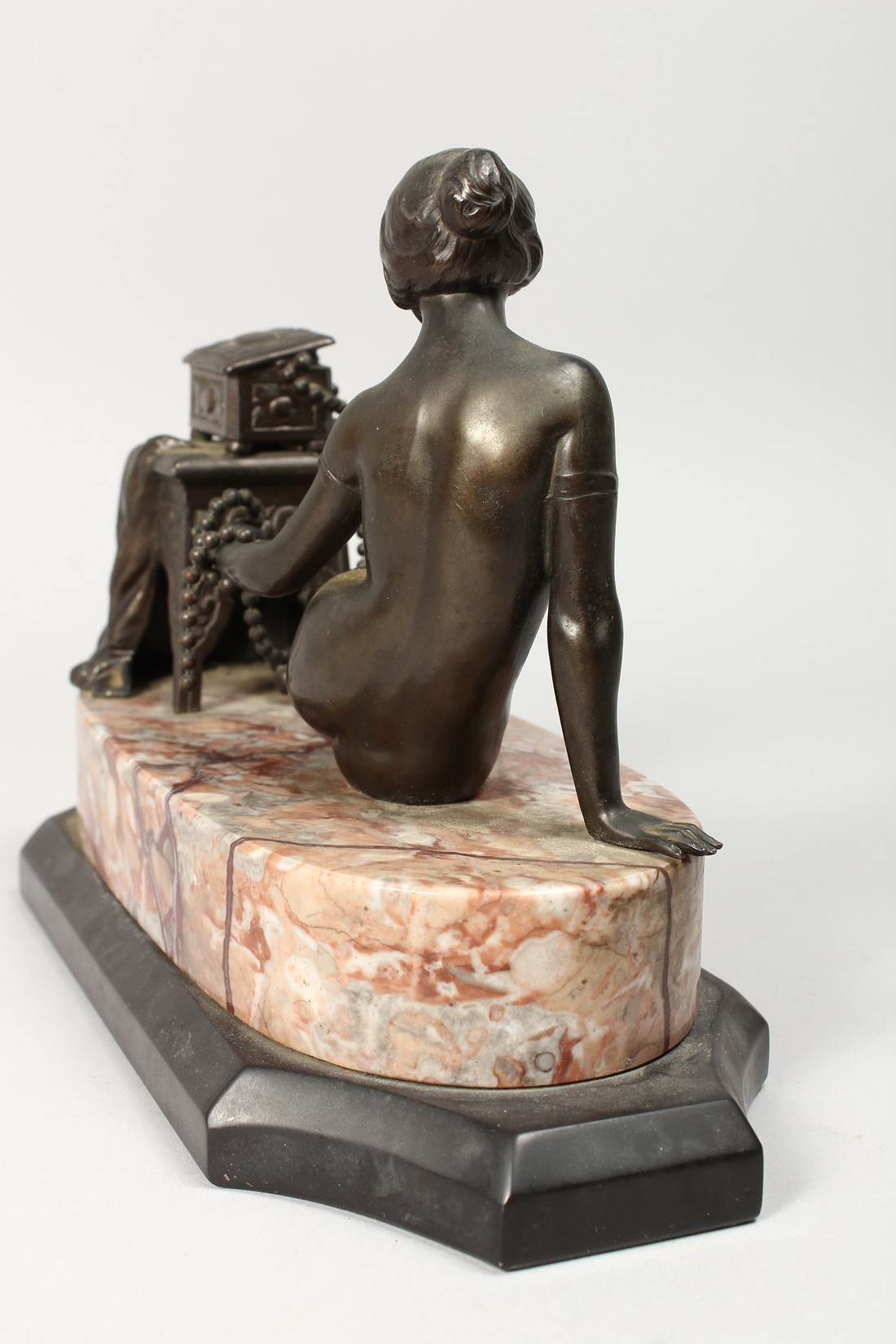 A BRONZE DECO NUDE on a marble base. 10ins long. - Image 5 of 5