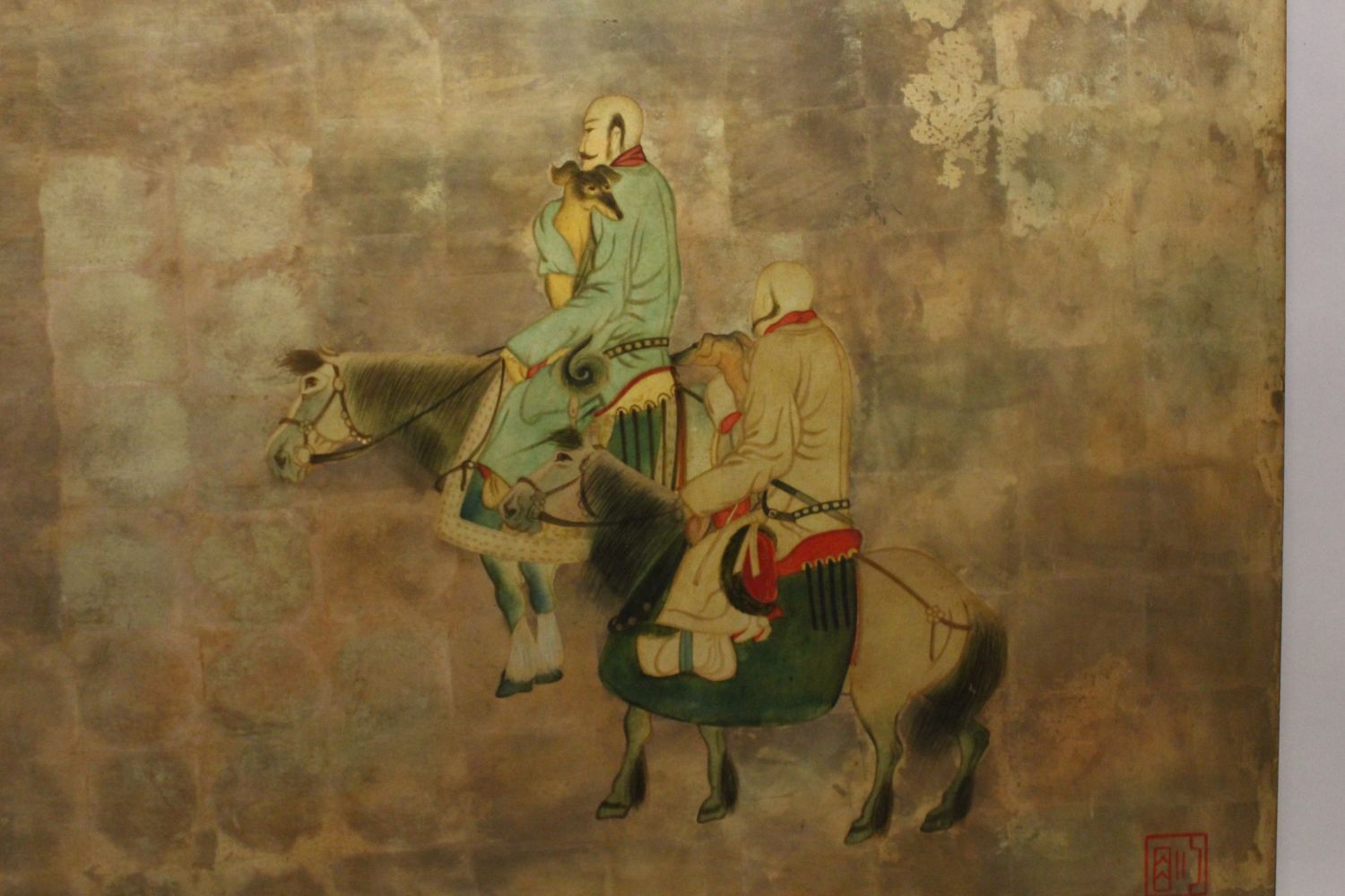 ATTRIBUTED TO NGUYEN VAN MINH, 1930-2014; A FINE PAINTING OF HUNTERS ON HORSEBACK, 'Hunters with - Image 3 of 5