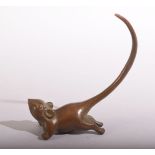 A JAPANESE BRONZE MODEL RODENT - stamped underside 7cm