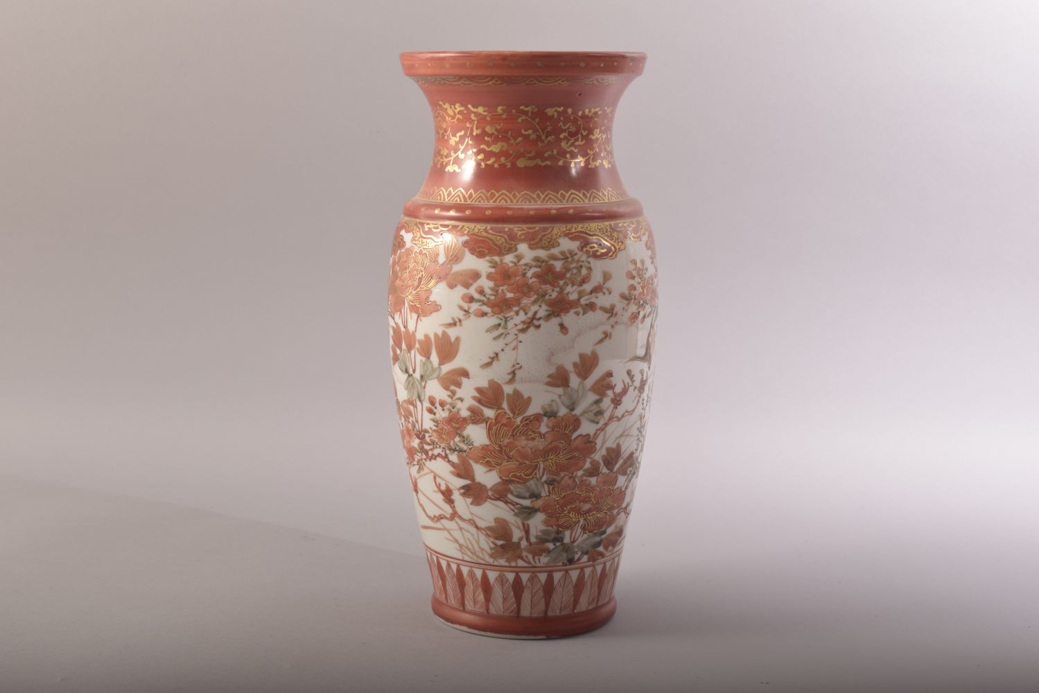 A JAPANESE KUTANI PORCELAIN VASE, painted with birds, native flora and gilt highlights, 30.5cm - Image 2 of 7