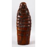 A GOOD 18TH / 19TH CENTURY CARVED CHINESE BAMBOO FIGURE OF BUDDHA - the carving depicting the