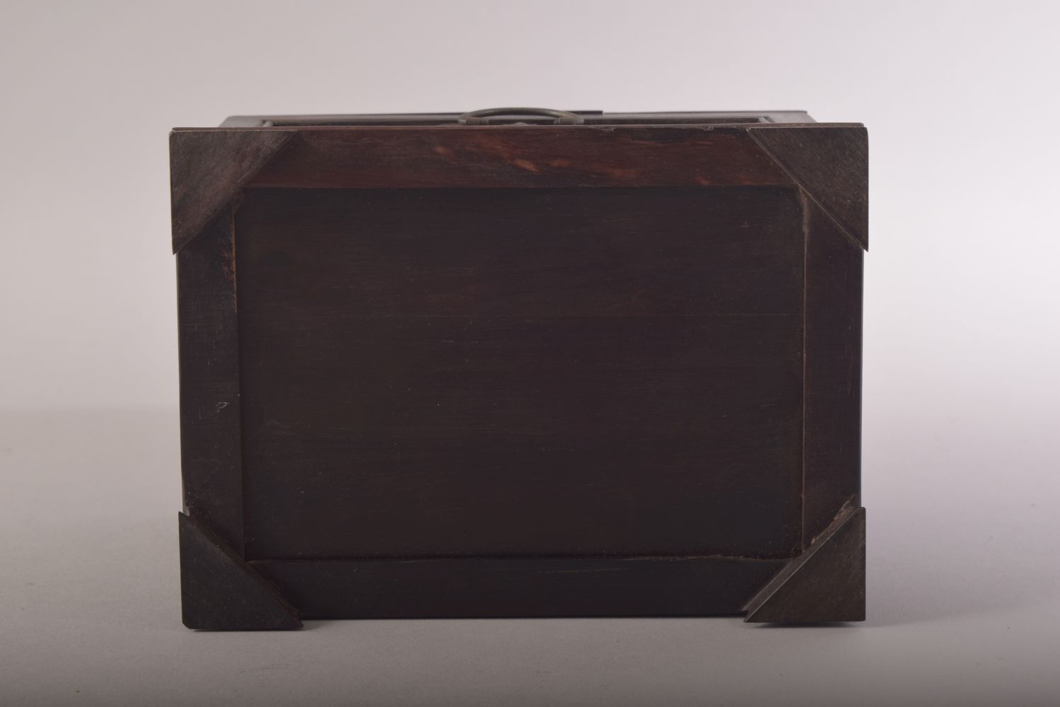 A CHINESE WOODEN VANITY BOX, the lid opening to reveal a mirror, the box comprising three drawers, - Image 7 of 7
