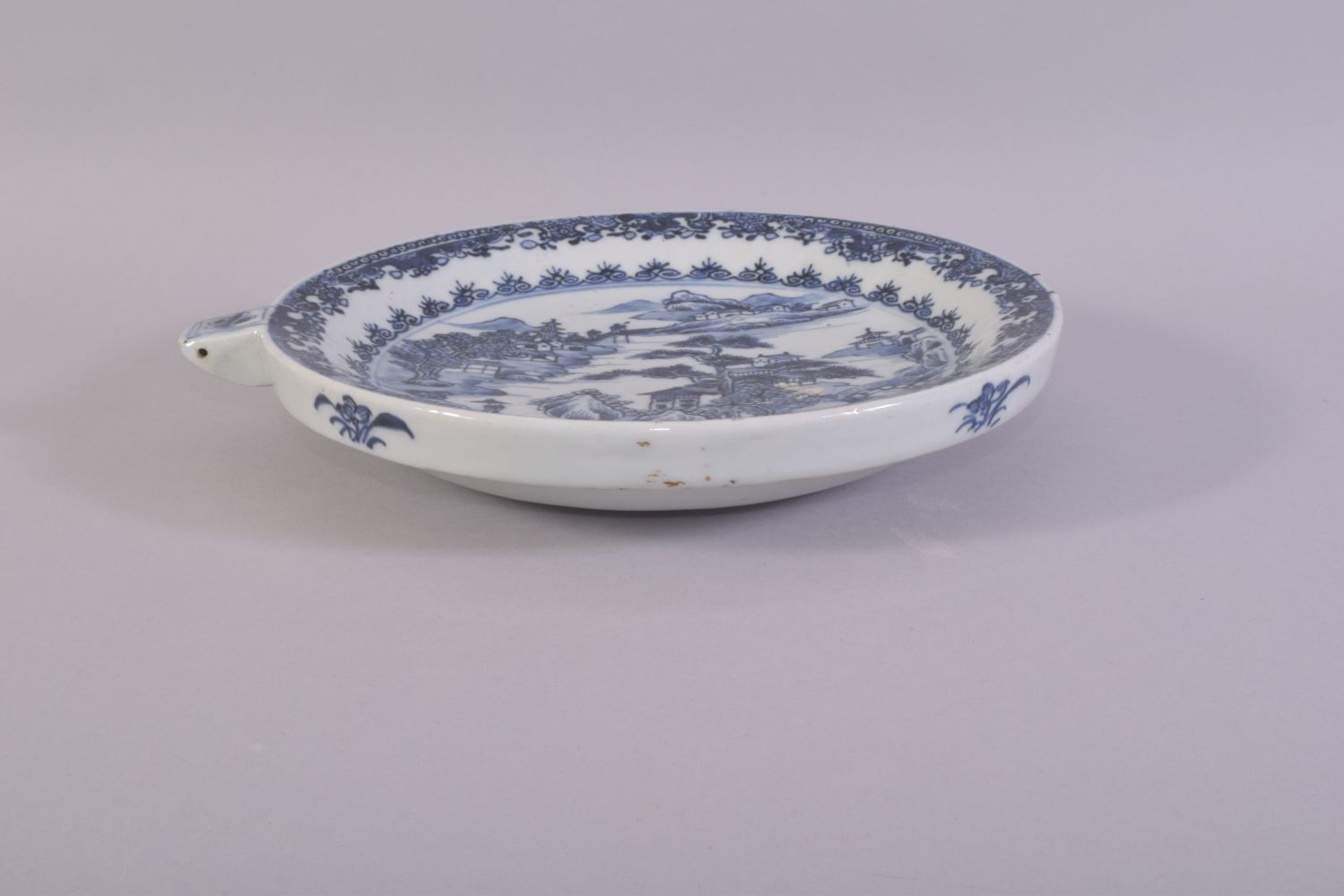 A CHINESE BLUE AND WHITE PORCELAIN WARMING DISH, painted with a landscape scene, 23.5cm. - Image 2 of 3