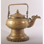 AN INDIAN BRASS EWER, 25cm high (with handle up).