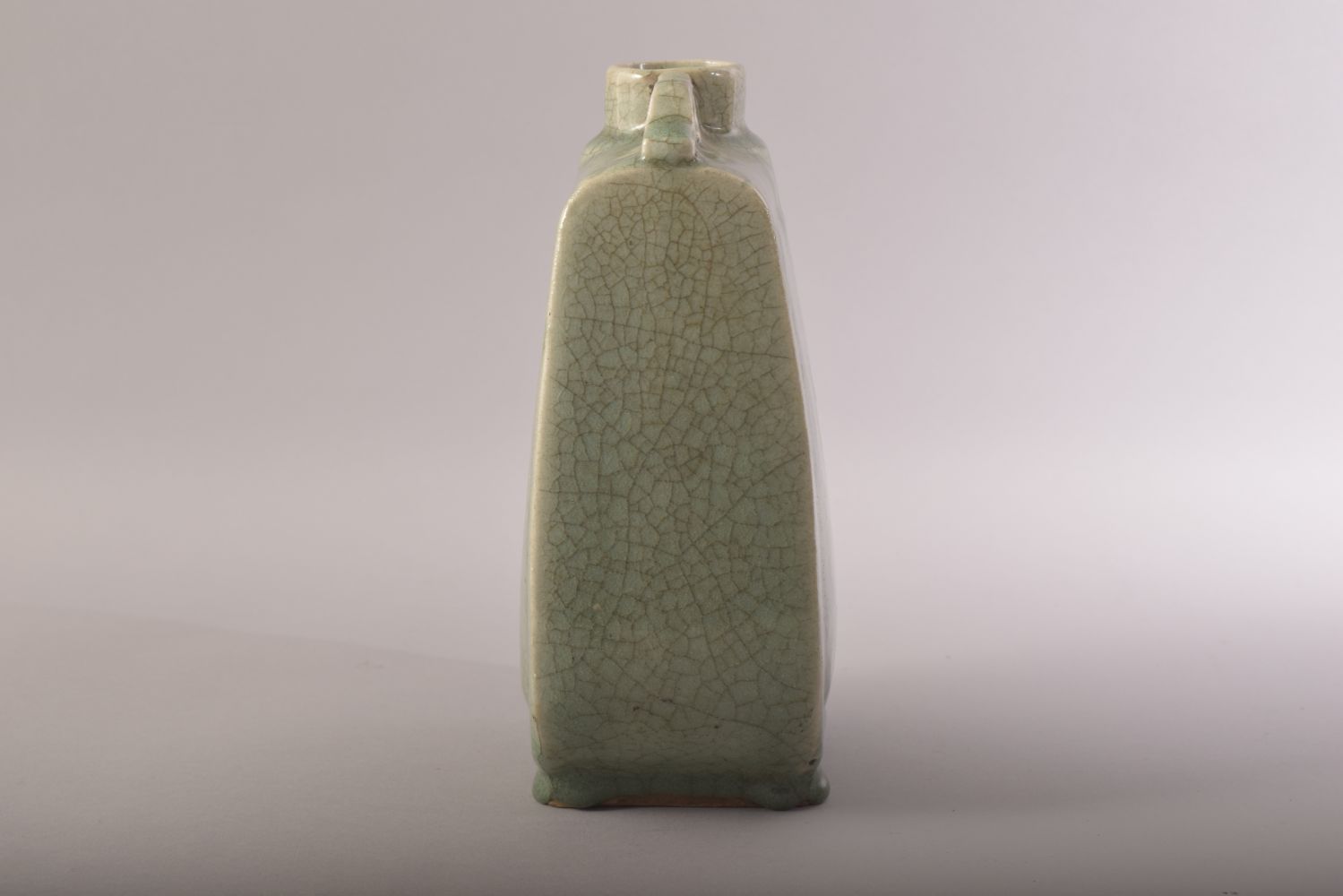 A CHINESE CELADON CRACKLE GLAZED WATER FLASK, 22cm high. - Image 4 of 6