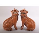 A SUPERB PAIR OF CHINESE GLAZED TERRACOTTA FIGURES OF KYLIN, both with exposed unglazed eyes and