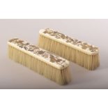 A GOOD PAIR OF IVORY AND SHIBAYAMA BRUSHES, decorated with birds and native flora with gilt