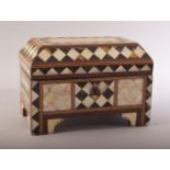 A TURKISH OTTOMAN ISLAMIC INLAID WRITING BOX, the box inlaid with mother of pearl and tortoiseshell,