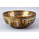 A GOOD JAPANESE MEIJI PERIOD SATSUMA IMMORTAL BOWL - the bowl decorated with many immortal faces