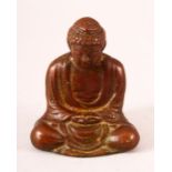 A FINE CHINESE BRONZE FIGURE OF A SEATED BUDDHA, 9cm.