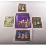 FIVE INDIAN PAINTINGS ON SILK, together with associated portfolio; Ateliers of the Rajput Courts,