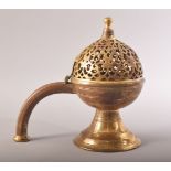 A TURKISH OTTMAN GILT BRONZE INCENSE BURNER / BUHURDAN, 21cm high.