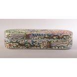 A GOOD LARGE CHINESE DOUCAI PORCELAIN PEN BOX, profusely decorated in the doucai palette with