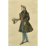 Alexandre Benois (1870-1960) Russian, a costume design for La Boheme, a gentleman holding a hat,